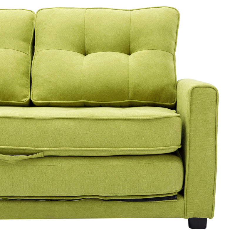 Loveseat Sofa With Pull-Out Bed Modern Upholstered Couch With Side Pocket For Living Room Office