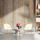 Adjust Legs Upholstered Teddy Faux Fur Dining Armrest Chair (Set of 2)