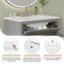 Bathroom Vanity With Ceramic Sink, Modern Single Bathroom Cabinet With 2 Doors And A Shelf, Soft Close Doors