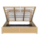 Queen Size Tufted Upholstered Platform Bed  with Storage Headboard and Hydraulic Storage System, Modern PU Storage Bed with Motion Activated Night Lights and USB Charger,Natural