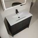 Modern Bathroom Vanity With Ceramic Sink, Freestanding Cabinet, Soft Closing Doors