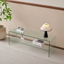 Clear Glass TV Table, Tempered Glass Stand For Living Room Decor - Transparent