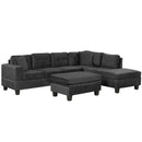 Modern Sectional Sofa With Storage Ottoman, L - Shape Couch With 2 Pillows And Cup Holders