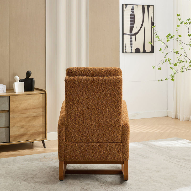 High Back Glider Rocking Chair With Retractable Footrest And Rubber Wood Legs