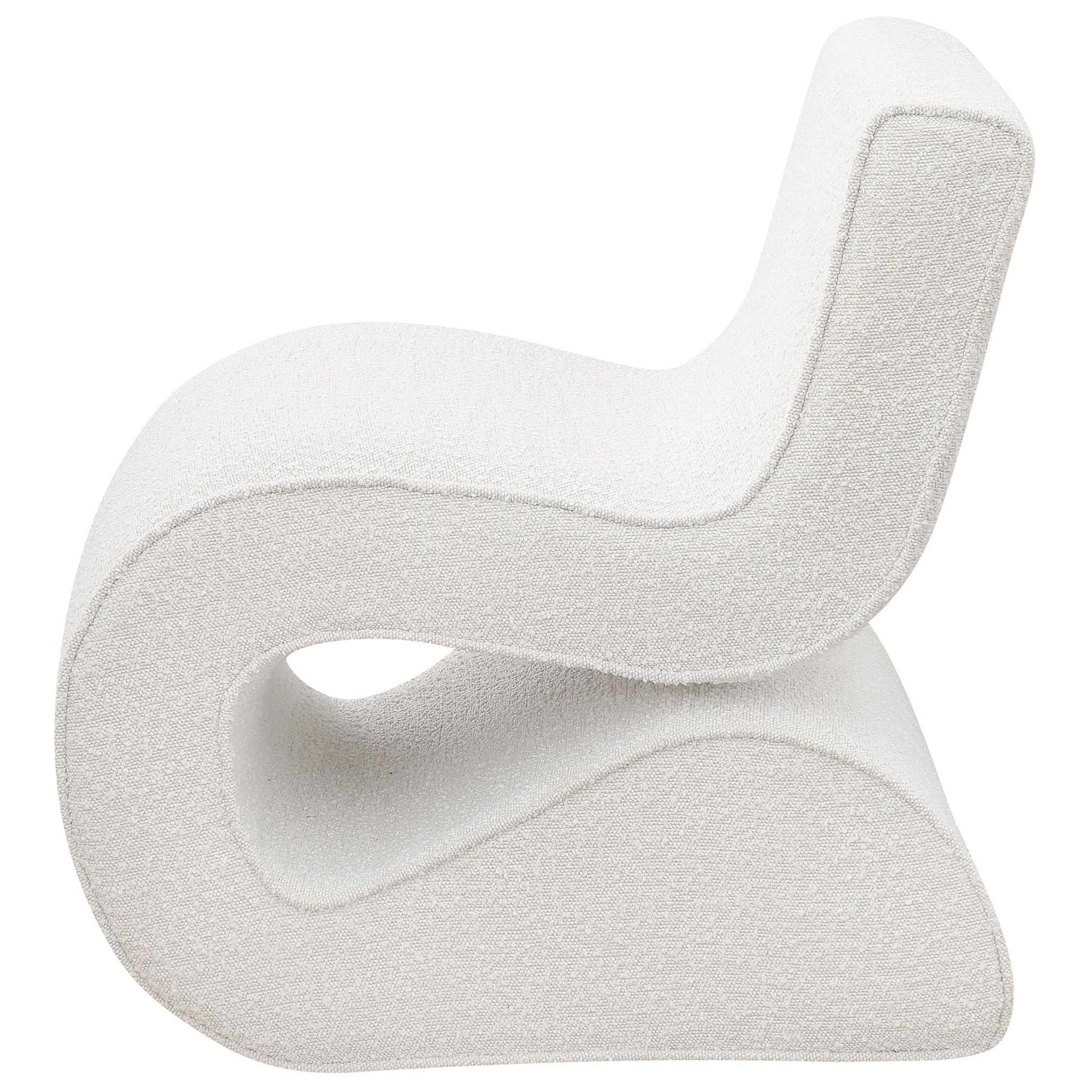 Ronea Boucle Upholstered Armless Curved Chair Cream - Atlantic Fine Furniture Melbourne FL
