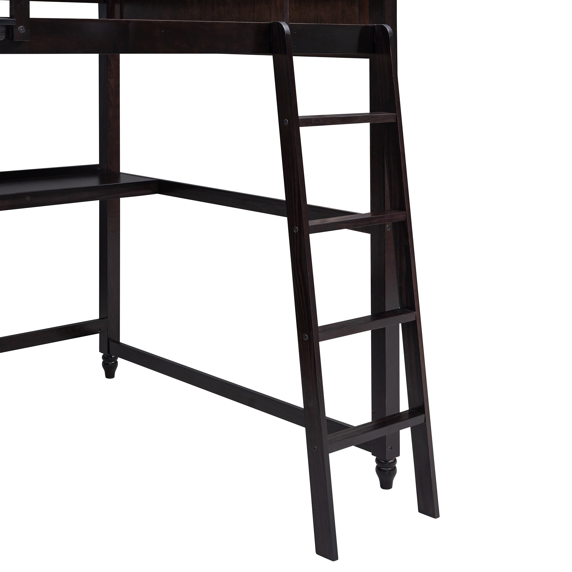 Full size Loft Bed with Drawers and Desk, Wooden Loft Bed with Shelves - Espresso(OLD SKU:LT001529AAP) - Atlantic Fine Furniture Melbourne FL