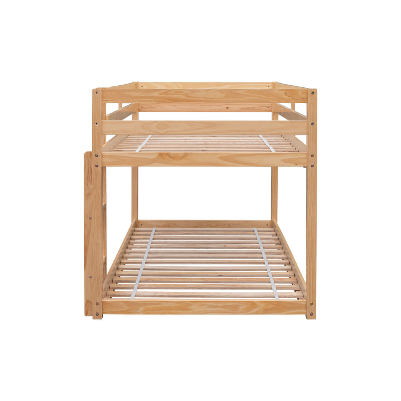 Twin over Twin Floor Bunk Bed,Natural(New SKU:W504P148543)