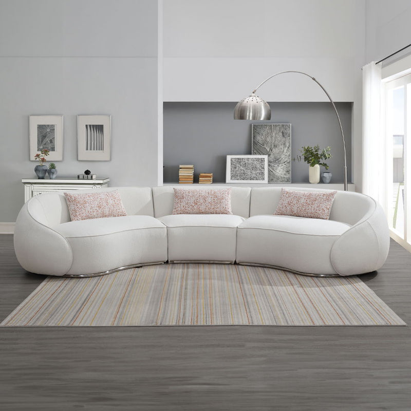 Sahara - Sectional Sofa With 3 Pillows - Beige Boucle