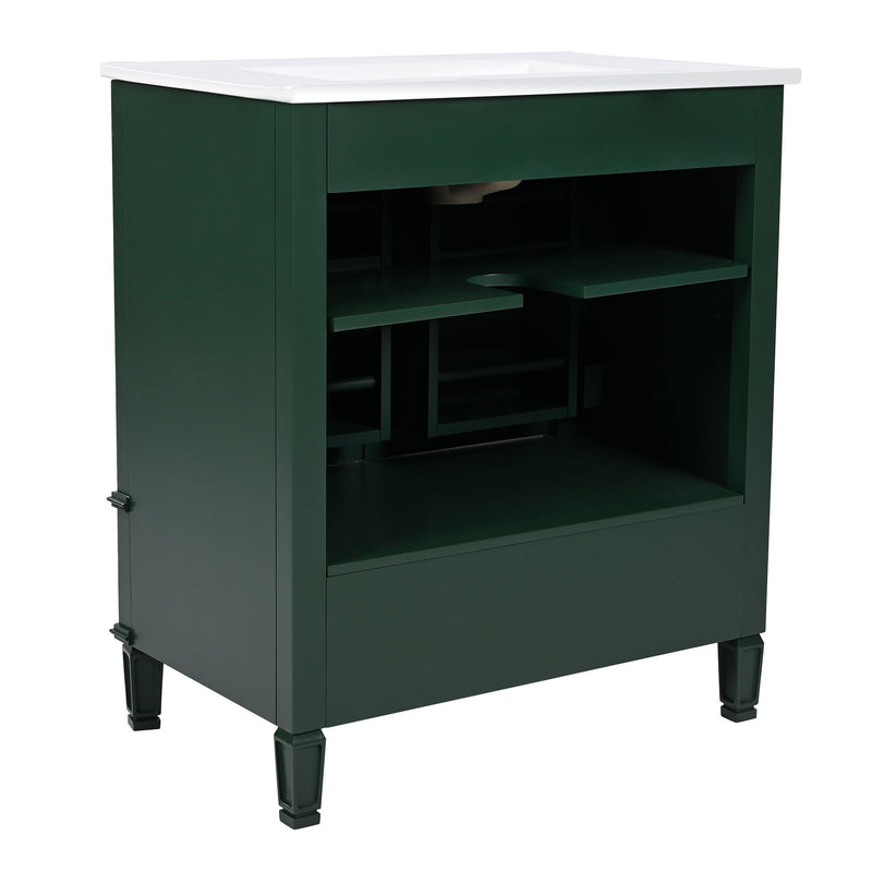 Vintage Style Bathroom Vanity With Sink, Multi Functional Storage, Soft-Closing Door