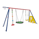 5 In 1 Swing Set With Textilene Swing And Tree Swing Disc Metal Plastic Safe Swing Seat For Outdoor Playground - Blue / Green