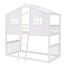 House Bunk Bed With Ladder, Wood Bed