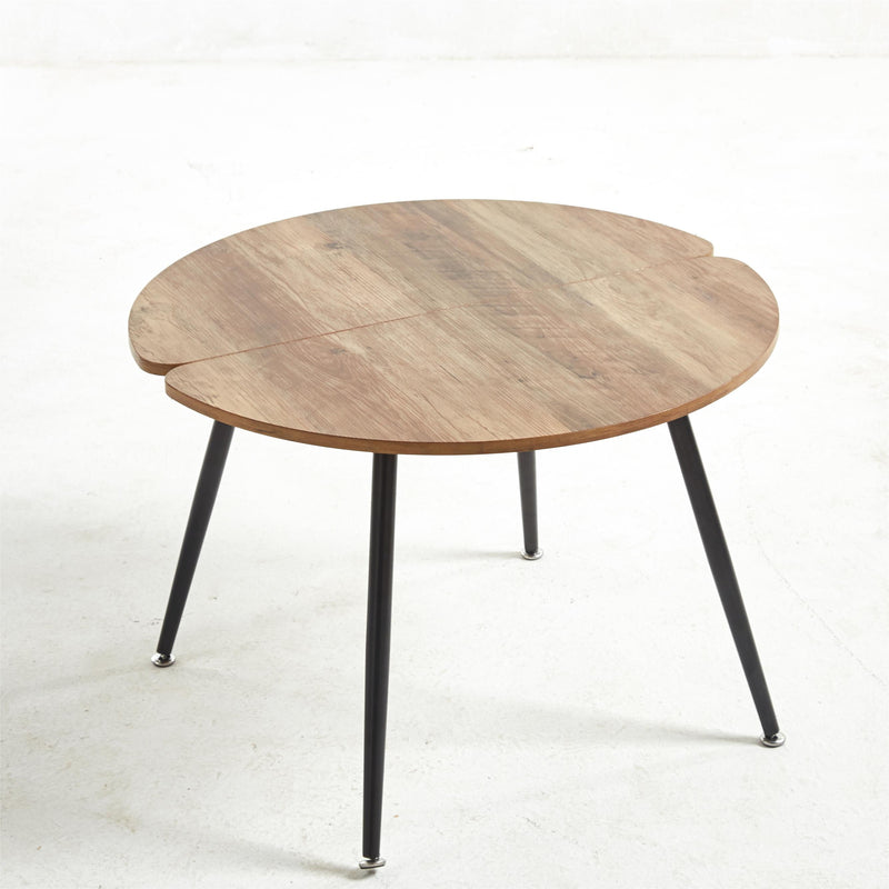 Coffee Table For 4 People With Round Table Top, Pedestal Dining Table, End Table Leisure Coffee Table - Matte Black