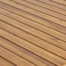 Outdoor 7 Pieces Patio Slat Design Acacia Upholstered Dining Set