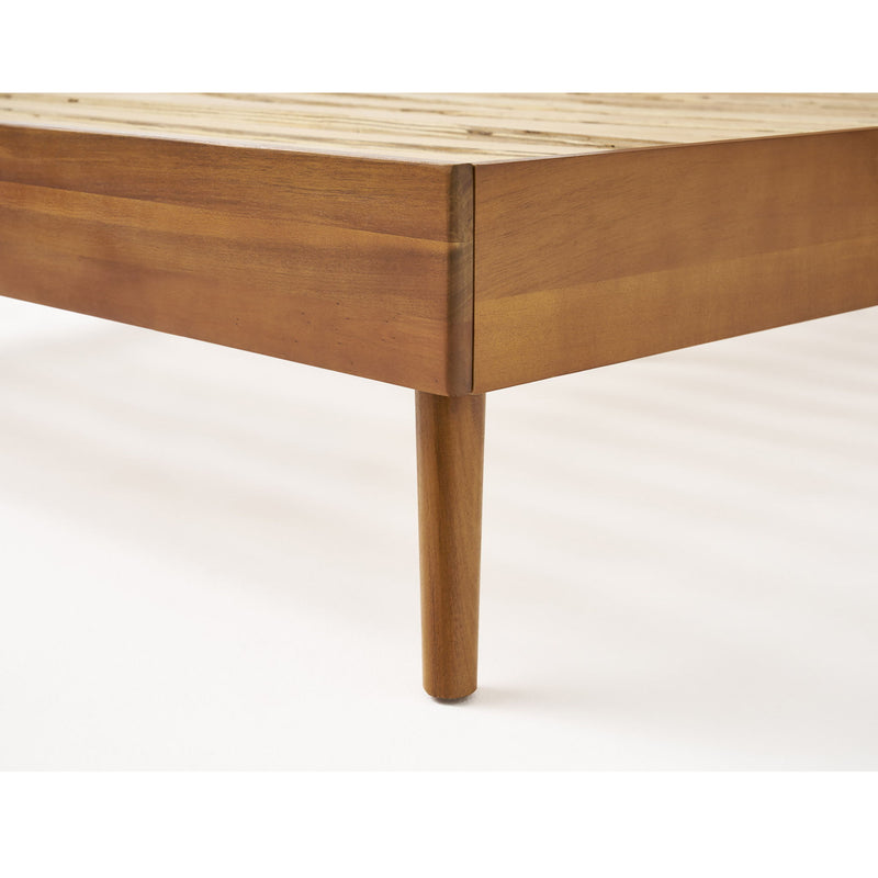 Okioki - Mid-Century Natural Stained Solid Acacia Wood Bed