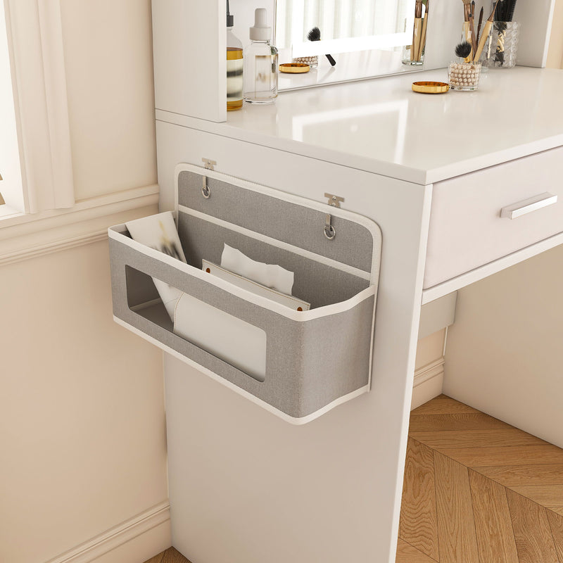 Elegant LED Mirror Vanity Dressing Table With Adjustable Lights, Drawers & Storage - White