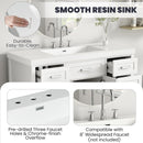 Vanity Top With 3 Faucet Holes, Rectangular Basin For Bathroom - White