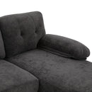 U-Shaped Sectional Sofa 103.5" Black Chenille Fabric Couch With Dual Chaise Lounges, Storage Pockets, Armrest Pillows