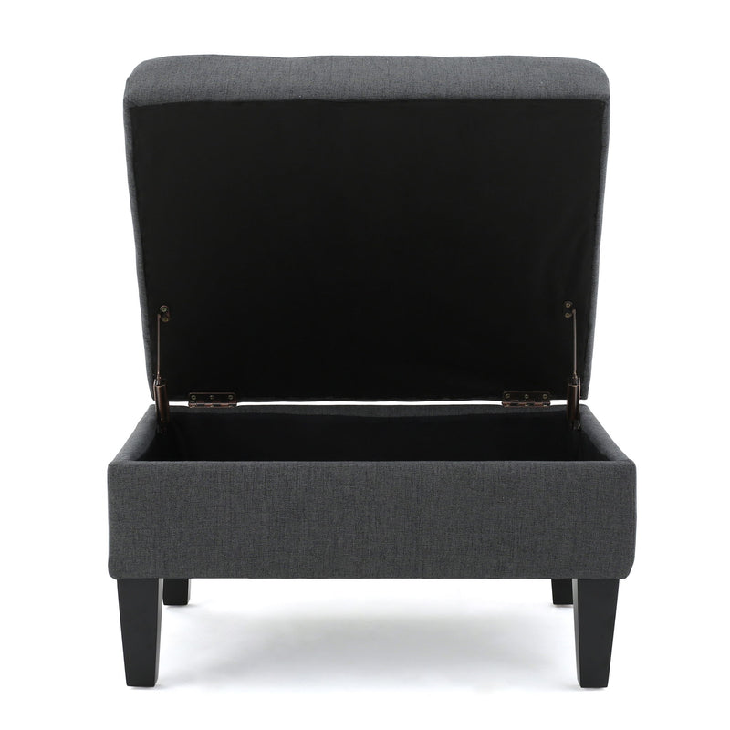 Ottoman With Birch Wood Legs And Cushioned Top For Comfort