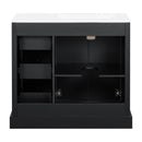 Bathroom Vanity With Sink, Soft-Close Doors, Adjustable U-Shelf, 3 Drawers