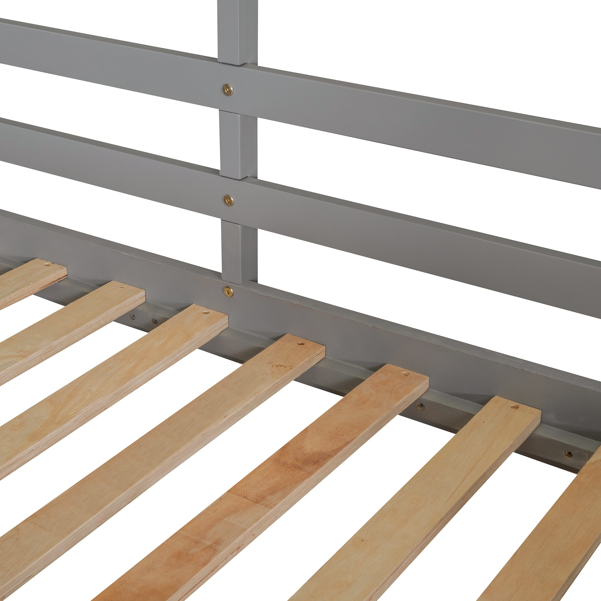 Twin Over Twin Bunk Bed Wood Bed with Roof, Window, Guardrail, Ladder (White) - Atlantic Fine Furniture Melbourne FL