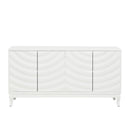 Elegant Sideboard With Sophisticated Wavy Pattern Doors And Arched Groove Design, Adjustable 4 Door Layout