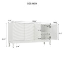 Elegant Sideboard With Sophisticated Wavy Pattern Doors And Arched Groove Design, Adjustable 4 Door Layout