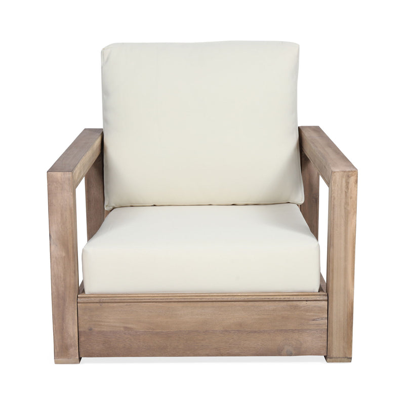 Outdoor Club Chair With Back And Seat Cushion - Brown