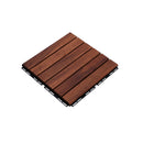 Interlocking Deck Tiles Striped Pattern, Waterproof Anti Mildew Brown