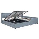 Upholstered Mother & Child Bed With Hydraulic Storage System, Drawer Box, Bedhead Storage Shelf And 2 Pairs Of Sockets & USB Ports