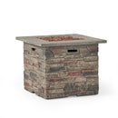 Classic Design Square Fire Pit With Top And 40, 000 Btu Heat Output - Stone Gray