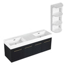 Modern Wall Mounted Bathroom Vanity With Resin Sink And Storage Rack