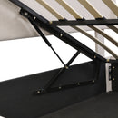 Full Size Sleigh Bed with Side-Tilt Hydraulic Storage System, Linen Upholstery, Beige