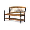 Slatted Bench With Built In Shelf