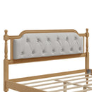 Traditional Style Solid Bed Frame With Upholstered Tufted Headboard, No Box Spring Needed