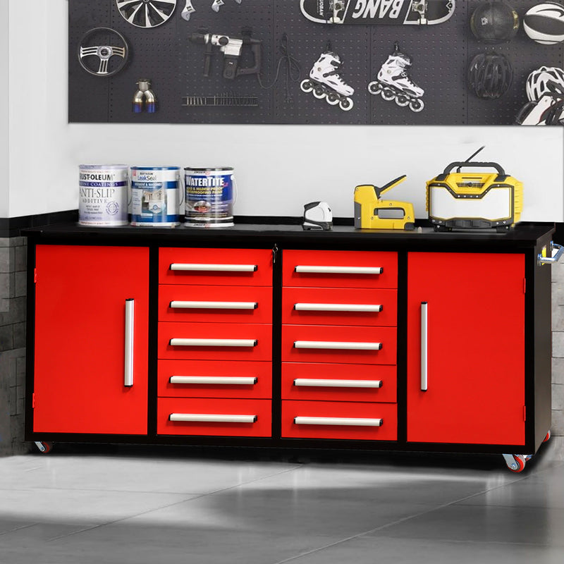 Storage Cabinets With Workbench (10 Drawers & 2 Cabinets)