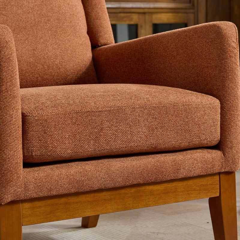 Wide Modern Accent Chair With Wood Legs For Living Room