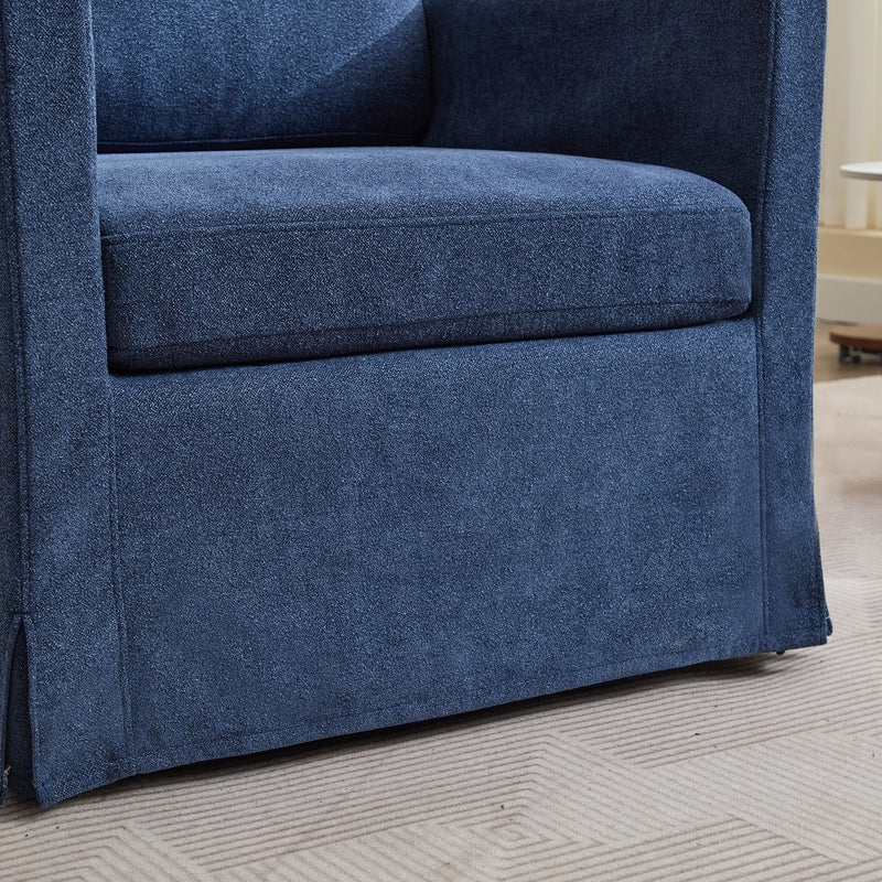 Upholstered Skirted Swivel Chair With Removable Back Cushion For Living Room