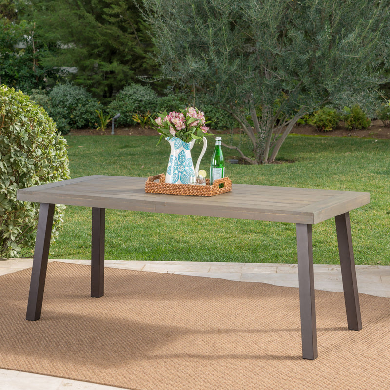 Acacia Wood Dining Table With Slat Design