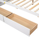 Full Bed with Side Bookcase, Drawers,White