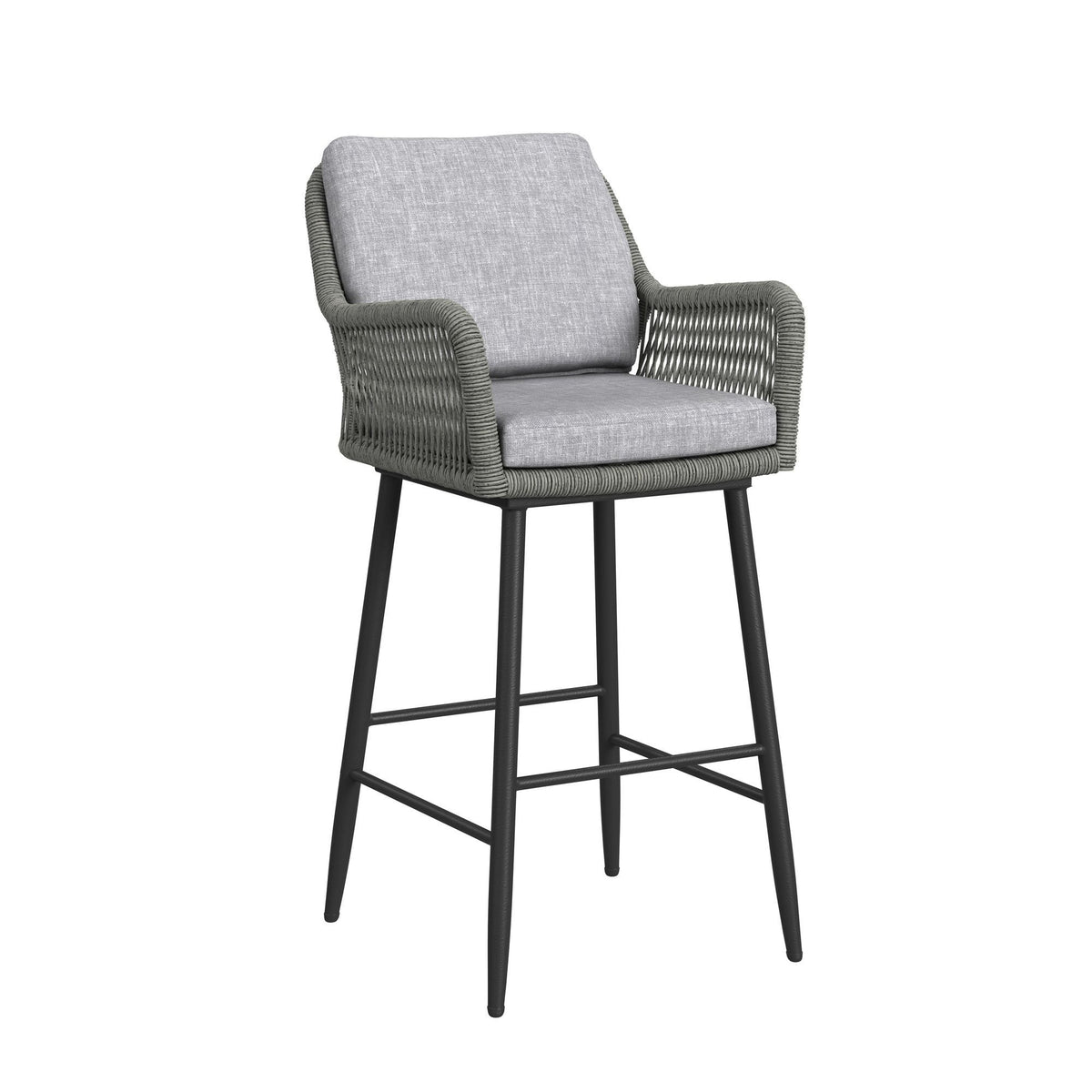Bayhill Fabric Barstool (Set of 2) in Black / Gray by Elements International, view 3