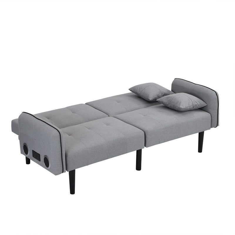 Folding Ottoman Sofa Bed With Stereo - Gray Fabric