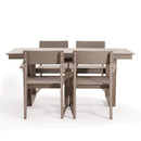 5 Piece Outdoor Dining Set For 4, Weather Resistant Patio Table With Umbrella Hole And 4 Armrest Chairs Garden Furniture For Backyard - Wood