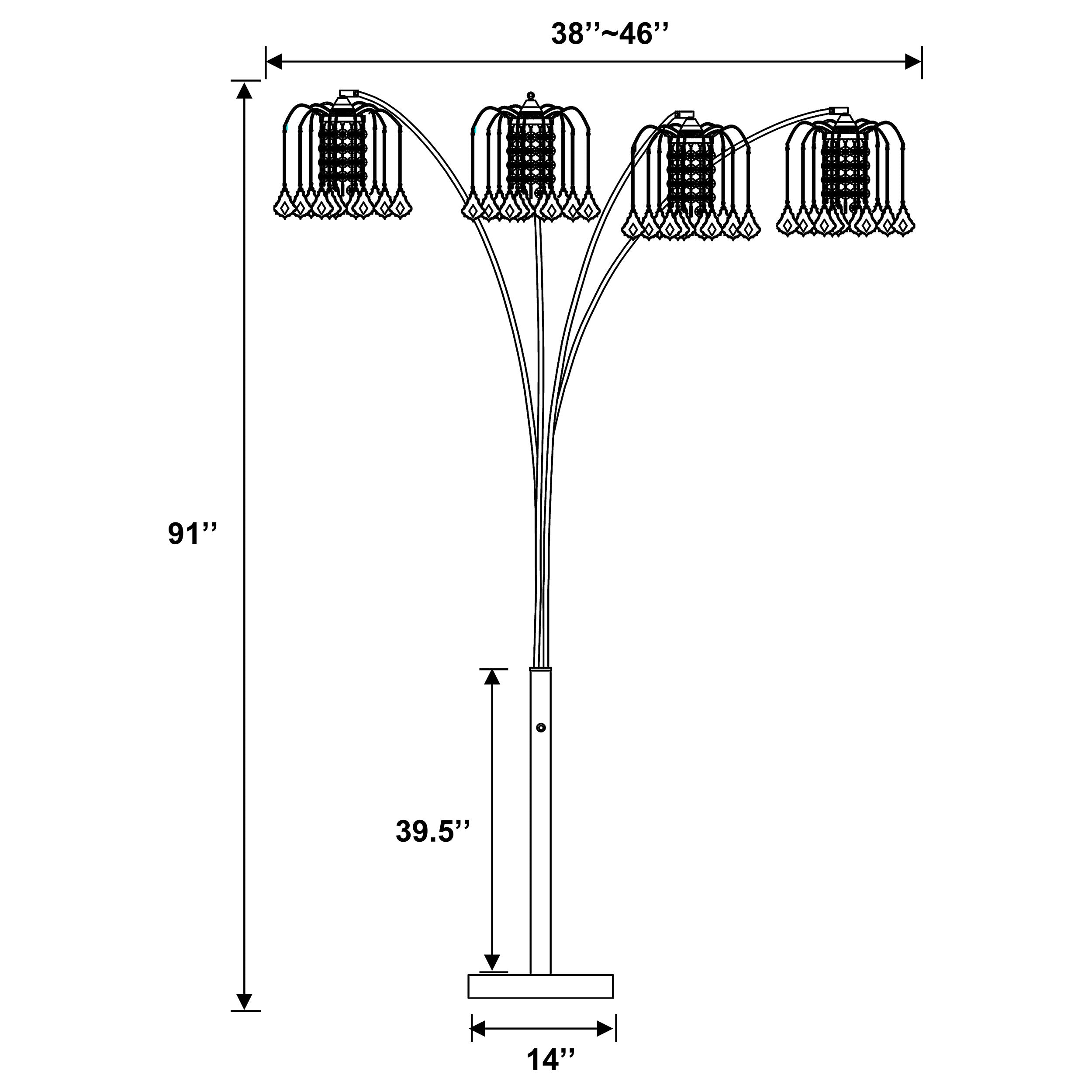 Maisel 91-inch Hanging Crystal Arc Tree Floor Lamp Black — view 8