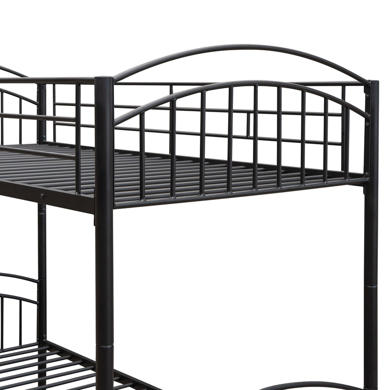 Twin Over Twin Metal Bunk Bed, Divided Into Two Beds - Black