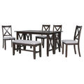 6 Piece Family Dining Room Set, Space Saving Foldable Table And 4 Chairs With Bench
