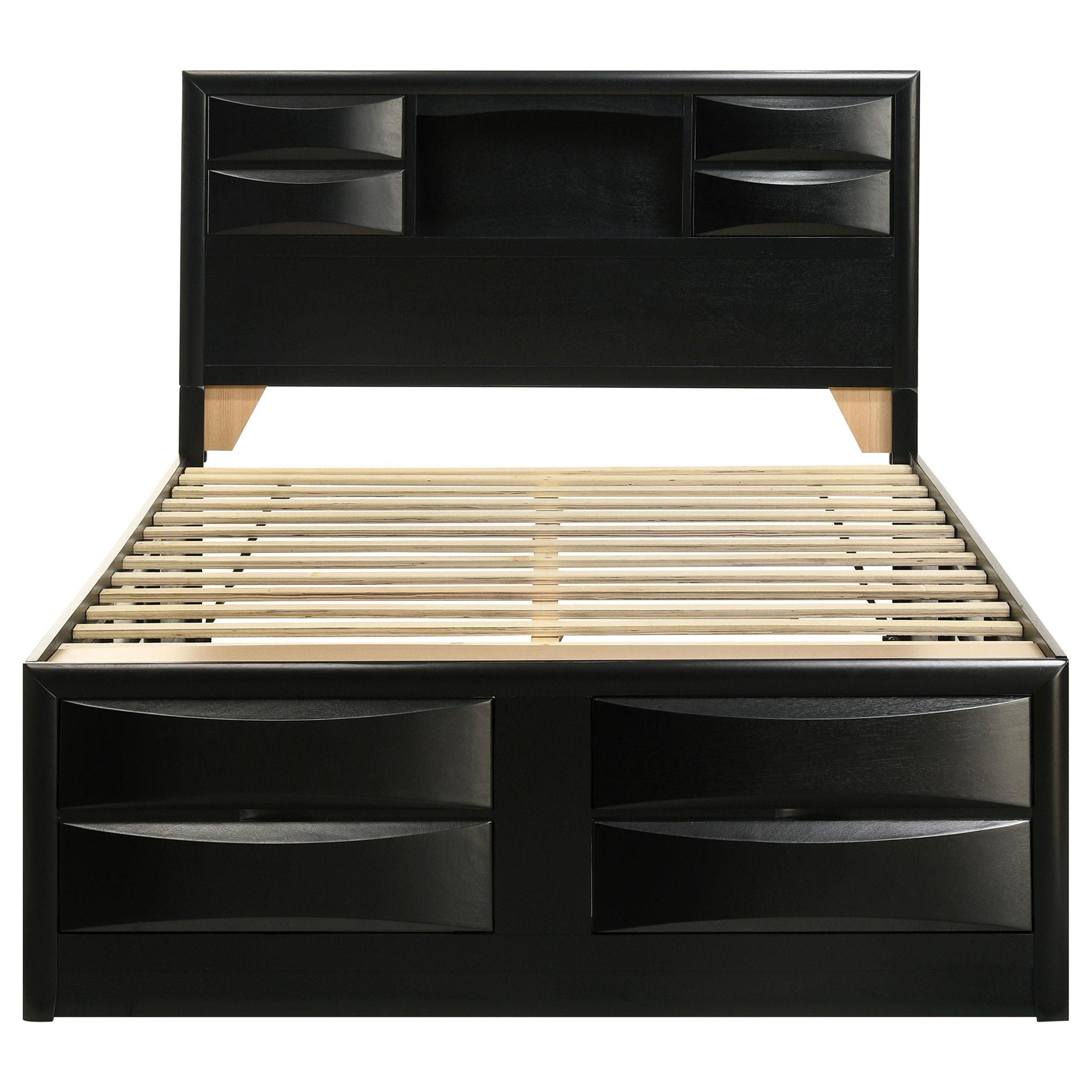 Briana Wood Queen Storage Bookcase Bed Black