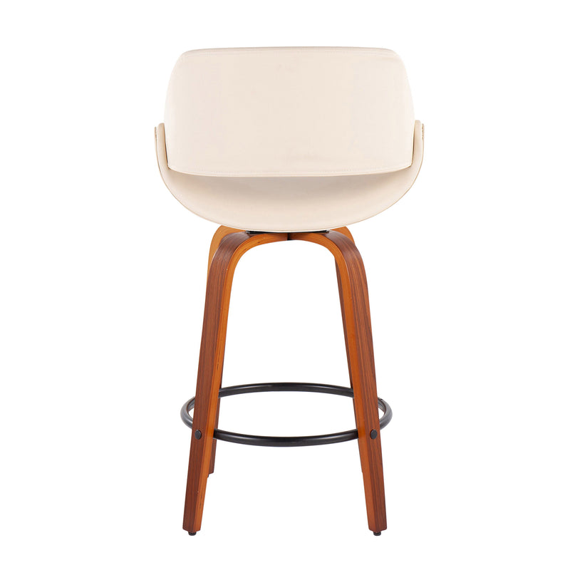 Fabrico - Mid Century Modern Fixed Height Counter Stool And Round Footrest (Set of 2)