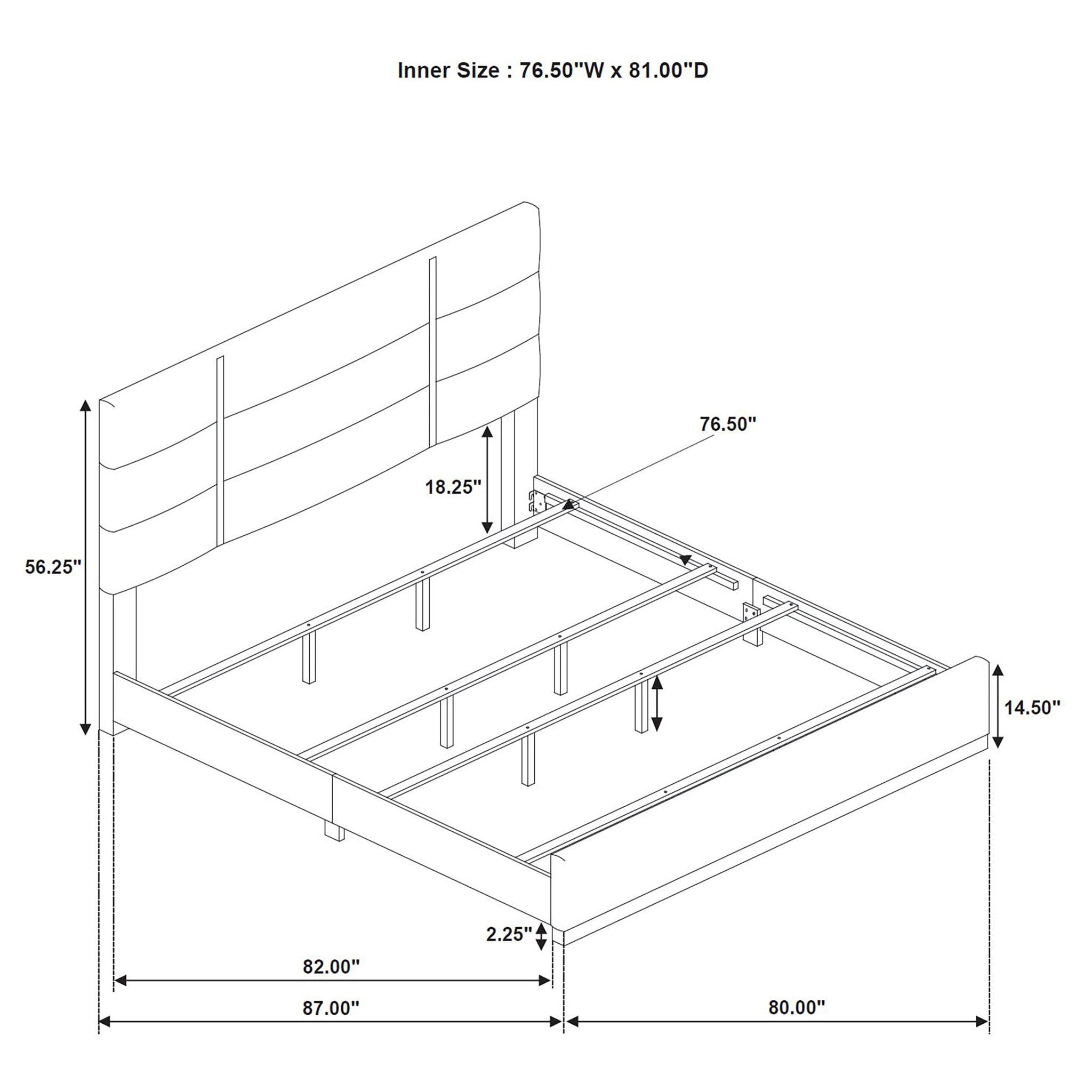 Ines 56-inch Fabric Upholstered Eastern King Panel Bed Grey