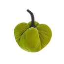 Velvet Weighted Pumpkin With Resin Stem Apple, Pumpkin Ornament Decor For Holiday Harvest Festival Fall Festival & Thanksgiving (Set of 2) - Green