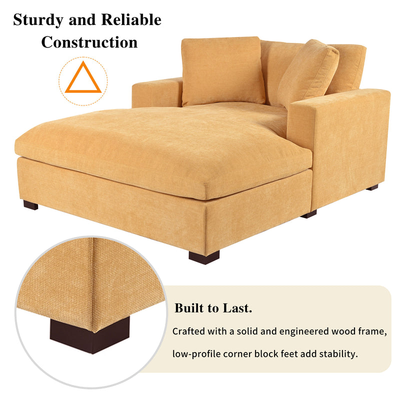 Oversized Chaise, Lounge Chair Classic Design, Soft Fabric, Durable Frame With Solid Wood Legs